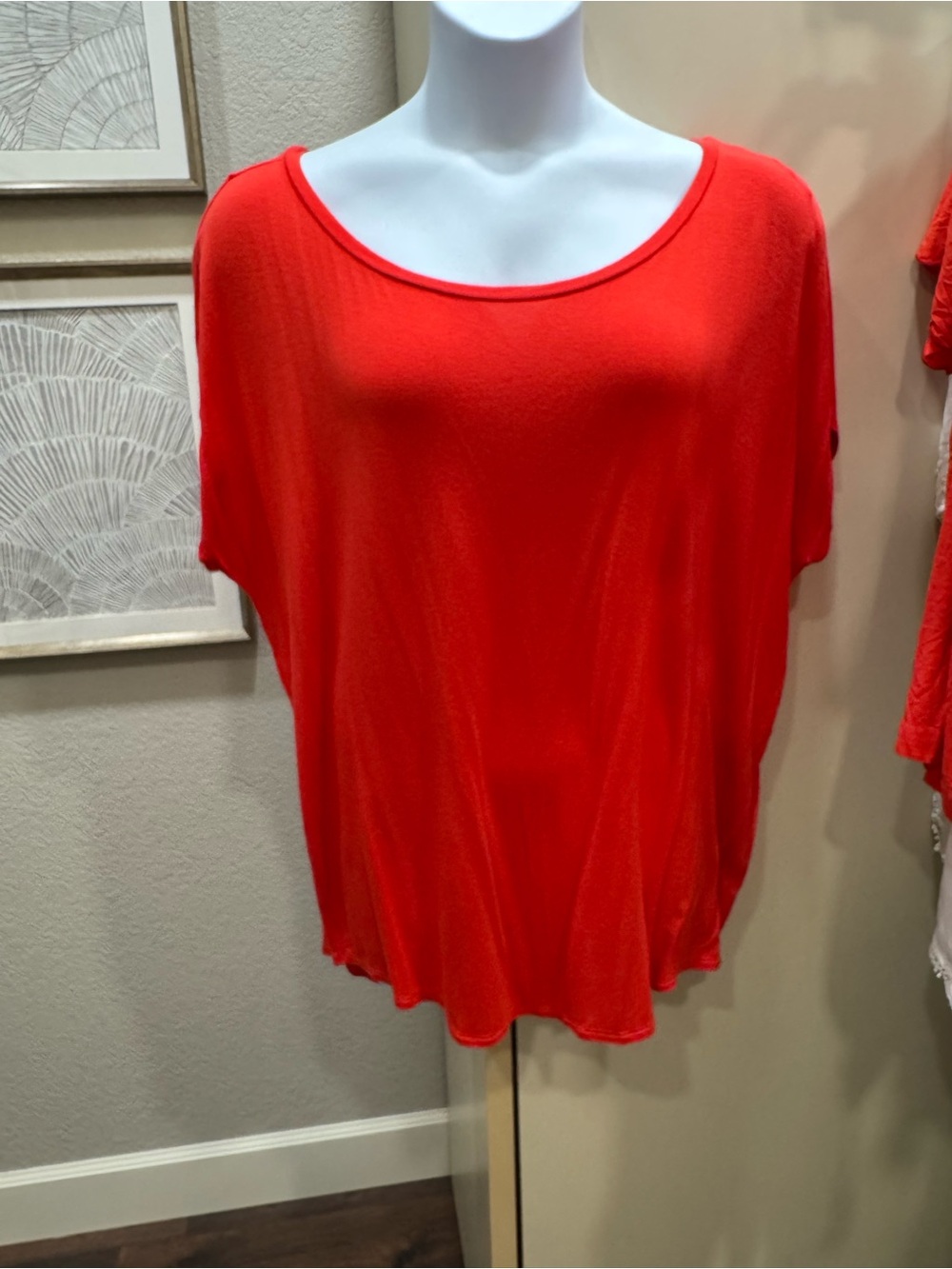 Express Women's Orange Short Sleeve Scoop Neck Top XL